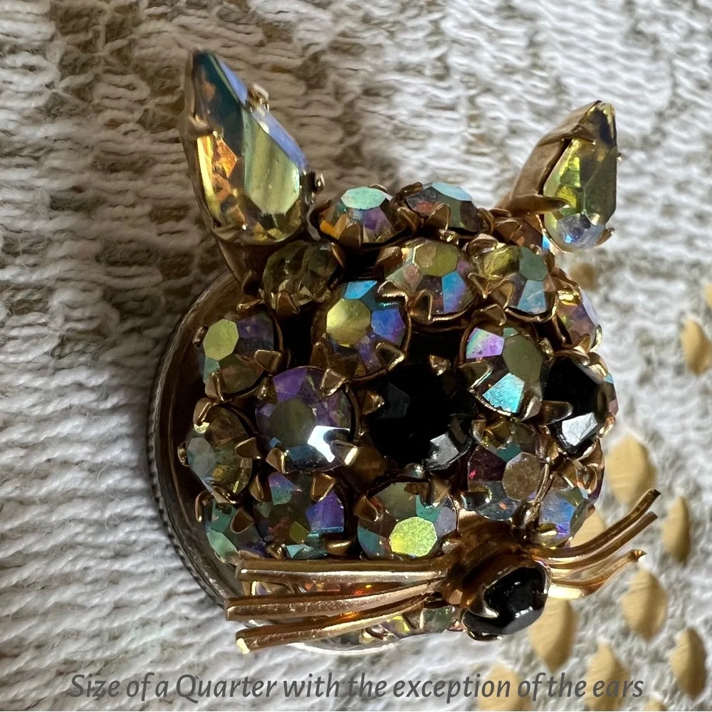 Collectible Vintage Warner Rhinestone Kitten Brooch/Pin - Picture 7 of 7